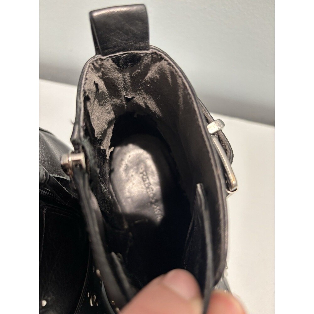 REBECCA MINKOFF Women's Black Leather Lamba Logan Booties Studded Sz 6 Buckle - Picture 9 of 14
